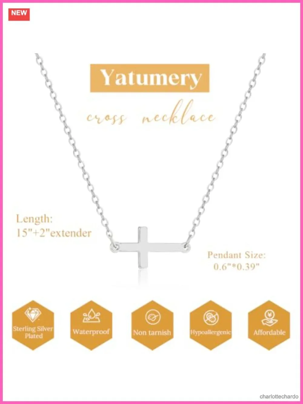 Dainty Silver Cross Necklace Women Sterling Silver Plated Choker